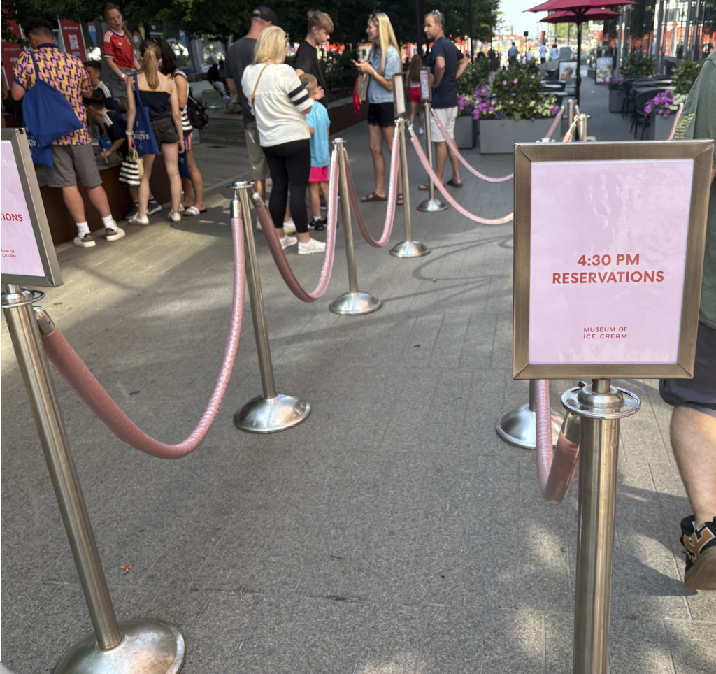 The Museum of Icecream queue lines with time designations