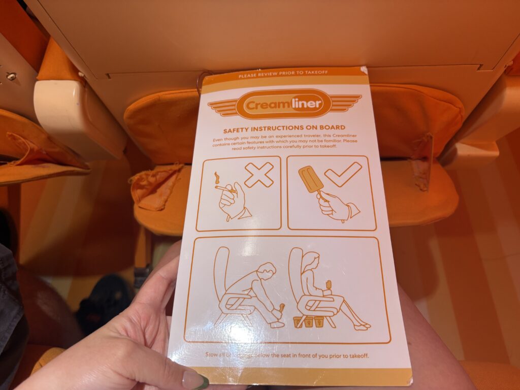 An airplane info safety card